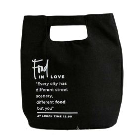 Black Canvas Button Lunchbox Bag Large Capacity Portable Insulated Bento Bag Lunch Bag