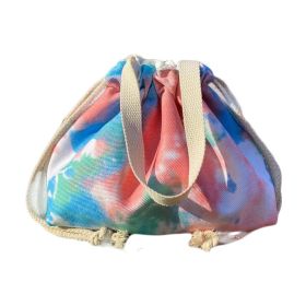 Rainbow Tie-Dye Lunch Box Bag Drawstring Portable Bento Bag Canvas Lunch Tote Bag