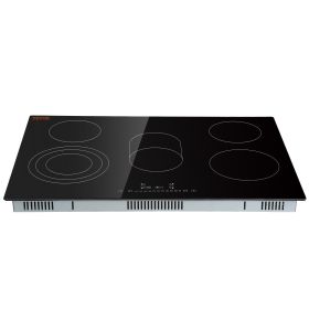 VEVOR Built in Electric Stove Top, 30.3 x 20.5 inch 5 Burners, 240V Glass Radiant Cooktop with Sensor Touch Control, Timer & Child Lock Included