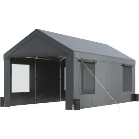 VEVOR Carport, Heavy Duty 12x20ft Car Canopy, Outdoor Garage Shelter with Removable Sidewalls, Roll-up Ventilated Windows & Door, UV Resistant Waterpr