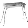 Outsunny Portable Charcoal Grill, Stainless Steel Folding Outdoor BBQ Grill for Backyard Cooking, Camping, Picnic, Party, Tailgating and Travel with P