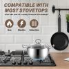 Sleek Stainless Steel 6-Piece Cookware Set: Mirror Polished Interior and Exterior, 0.5mm Thickness, G-Type Glass Lids, Induction Ready with Aluminum a