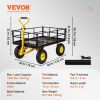 VEVOR Steel Garden Cart, Heavy Duty 1200 lbs Capacity, with Removable Mesh Sides to Convert into Flatbed, Utility Metal Wagon with 2-in-1 Handle and 1