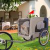 Tangkula Dog Bike Trailer, Breathable Mesh Dog Cart with 3 Entrances, Safety Flag, 8 Reflectors, Folding Pet Carrier Wagon with 20 Inch Wheels, Bicycl