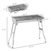 Outsunny Portable Charcoal Grill, Stainless Steel Folding Outdoor BBQ Grill for Backyard Cooking, Camping, Picnic, Party, Tailgating and Travel with P