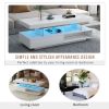 U-Can LED Coffee Table with Storage, Modern Center Table with 2 Drawers and Display Shelves, Accent Furniture with LED Lights for Living Room,White