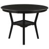 5-Piece Kitchen Dining Table Set Round Table with Bottom Shelf, 4 Upholstered Chairs for Dining Room(Espresso)