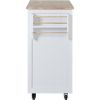 K&K Store Kitchen Cart with Rubber Wood Countertop , Kitchen Island has 8 Handle-Free Drawers Including a Flatware Organizer and 5 Wheels for Kitchen