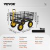 VEVOR Steel Garden Cart, Heavy Duty 1400 lbs Capacity, with Removable Mesh Sides to Convert into Flatbed, Utility Metal Wagon with 2-in-1 Handle and 1