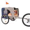 Tangkula Dog Bike Trailer, Breathable Mesh Dog Cart with 3 Entrances, Safety Flag, 8 Reflectors, Folding Pet Carrier Wagon with 20 Inch Wheels, Bicycl