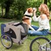 Tangkula Dog Bike Trailer, Breathable Mesh Dog Cart with 3 Entrances, Safety Flag, 8 Reflectors, Folding Pet Carrier Wagon with 20 Inch Wheels, Bicycl