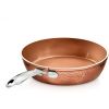 Hammered 10 inch, Non-Stick Frying Pan with Lid, Ceramic Cookware, Skillet, Premium, PFOA Free, Dishwasher Safe, Copper