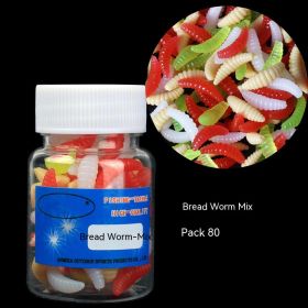 Soft Bait Fake Worm Mealworm Earthworm Red Bottled Bionic Lure (Option: Mealworm Mixed Color 80 Pieces)