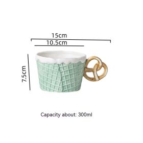 Creative Biscuits Series Ceramic Tableware Household (Option: 417 Green Cutout Handle Cup)