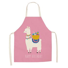 Cartoon Alpaca Cactus Cotton Linen Apron (Option: Style2-45x56cm)