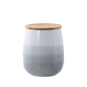 Ceramic Belly Jar Kitchen Coarse Cereals Dry Goods Moisture-proof Storage Tank (Option: Large Gray 1600ml)