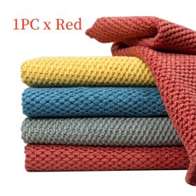 Household Daily Dish Towel Scouring Pad Kitchen Cleaning Towel (Option: Red-30x30cm-1PCS)