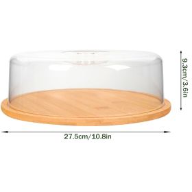 Bamboo Butter Box With Lid Transparent Cheese Storage Crisper (Option: Large Round)