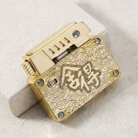 One-click Catapult Double Fire Creative Double-sided Carved Personality Lighter (Option: Willing-Gift Box)