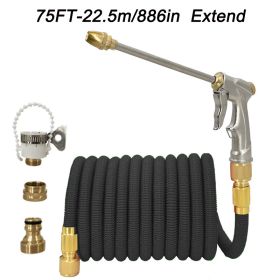 1pc High Pressure Thickened Car Washing Hose; Garden Water Pipe Metal Water Gun Nozzle; Retractable Water Hose Car Washing Tool Set (size: 75FT-22.5m Extend)