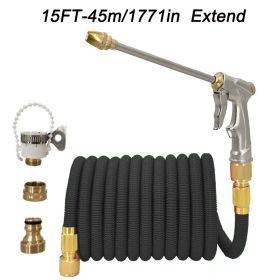 1pc High Pressure Thickened Car Washing Hose; Garden Water Pipe Metal Water Gun Nozzle; Retractable Water Hose Car Washing Tool Set (size: 150FT-45m Extend)