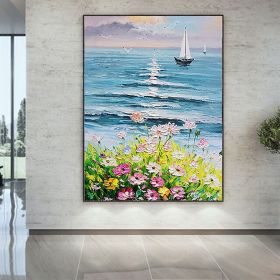 Hand Oil Painting CanvasWall Art Decoration Abstract Knife Painting Landscape Flowers For Home Living Room hallway bedroom luxurious decorative painti (size: 90x120cm)