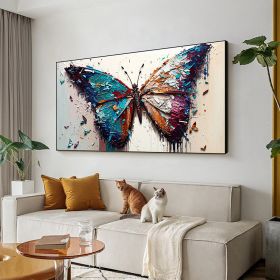 Handmade Oil Painting Large Original Colorful Butterfly Oil Painting On Canvas Canvas Wall Art Abstract Textured Animal Painting Custom Painting Home (Style: 1, size: 90x120cm)