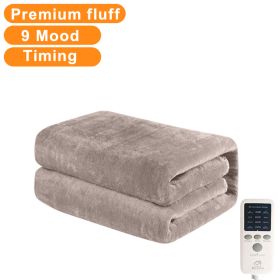 1.8m Flannel Electric Blanket Thicker Heater Heated Blanket Mattress Double Body Heating Blankets Thermostat Winter Body Warmer (Color: EU- Flannel- Khaki, size: 1.8 x 0.9M)