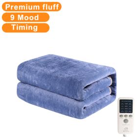 1.8m Flannel Electric Blanket Thicker Heater Heated Blanket Mattress Double Body Heating Blankets Thermostat Winter Body Warmer (Color: EU- Flannel- Blue, size: 1.8 x 1.5M)