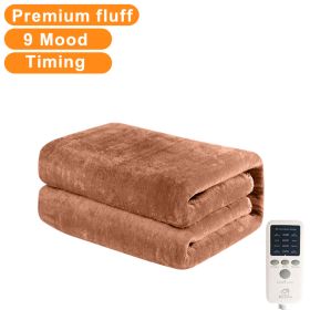 1.8m Flannel Electric Blanket Thicker Heater Heated Blanket Mattress Double Body Heating Blankets Thermostat Winter Body Warmer (Color: US- Flannel- Brown, size: 1.8 x 0.9M)