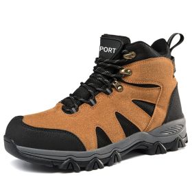 Men's Outdoor Hiking Shoes Mountaineer Climbing Sneakers Waterproof Tactical Hiking Shoes Men Camping Walking Boots (Color: Orange, size: 45)