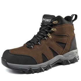 Men's Outdoor Hiking Shoes Mountaineer Climbing Sneakers Waterproof Tactical Hiking Shoes Men Camping Walking Boots (Color: Auburn, size: 42)