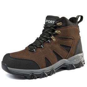 Men's Outdoor Hiking Shoes Mountaineer Climbing Sneakers Waterproof Tactical Hiking Shoes Men Camping Walking Boots (Color: Auburn, size: 43)