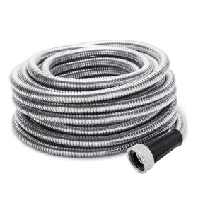 304 Stainless Steel Garden Water Hose Pipe 25/50/75/100FT Flexible Lightweight (Length: 25ft)