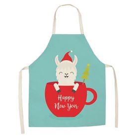 Cartoon Alpaca Cactus Cotton Linen Apron (Option: Style15-45x56cm)