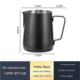 Stainless Steel Pitcher Pointed Thickened Frothing Pitcher Household Milk Cylinder (Option: 350ML black1)