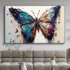 Handmade Oil Painting Large Original Colorful Butterfly Oil Painting On Canvas Canvas Wall Art Abstract Textured Animal Painting Custom Painting Home