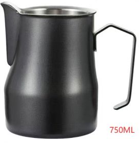 Stainless Steel Pitcher Pointed Thickened Frothing Pitcher Household Milk Cylinder (Option: 750ML black2)