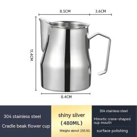 Stainless Steel Pitcher Pointed Thickened Frothing Pitcher Household Milk Cylinder (Option: 500ML natural2)