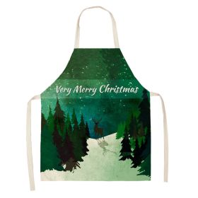 Household Green Series Christmas Dog Linen Apron Used In Kitchen (Option: Style 9-65x53cm)