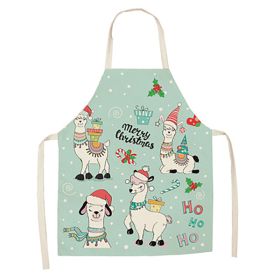 Cartoon Alpaca Cactus Cotton Linen Apron (Option: Style21-55x68cm)