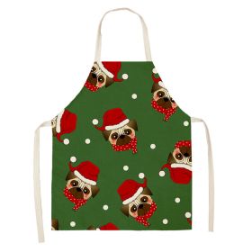 Household Green Series Christmas Dog Linen Apron Used In Kitchen (Option: Style 19-55x68cm)